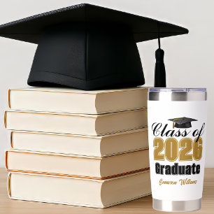 Chic Gold Class of 2026 Graduation Custom Insulated Tumbler