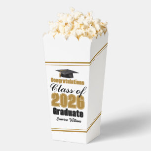 Chic Gold Class of 2026 Graduation Party Popcorn Favor Boxes