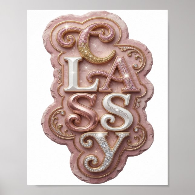 Chic Gold CLASSY Text Design Poster (Front)