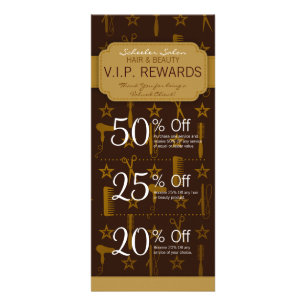 Chic Gold & Coco Custom Salon Coupons Specials Rack Card