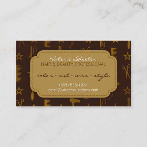Customizable Chic Gold &amp; Coco Hair &amp; Beauty Appointment Card Business Card Template