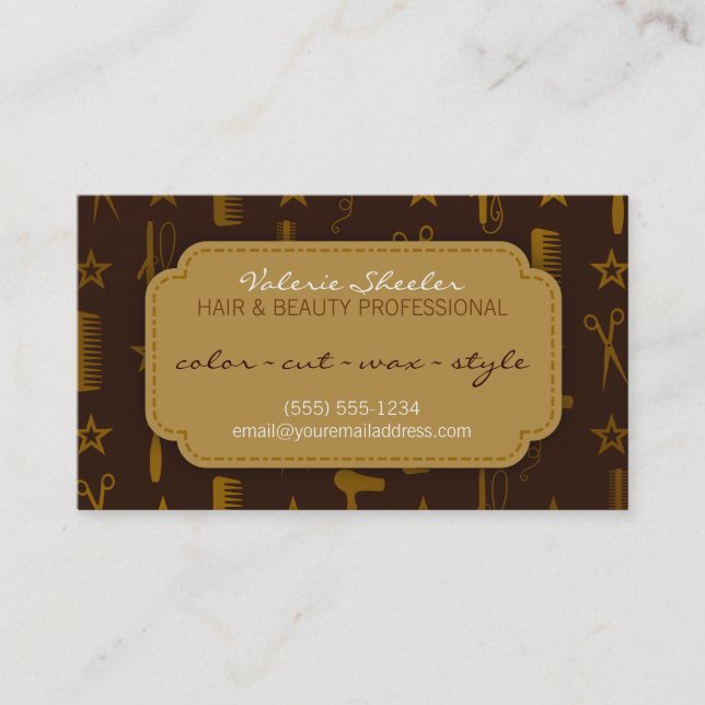 Chic Gold & Coco Hair & Beauty Appointment Card (Front)