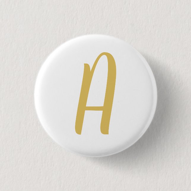 Chic Gold Color Monogram Professional Calligraphy Button (Front)