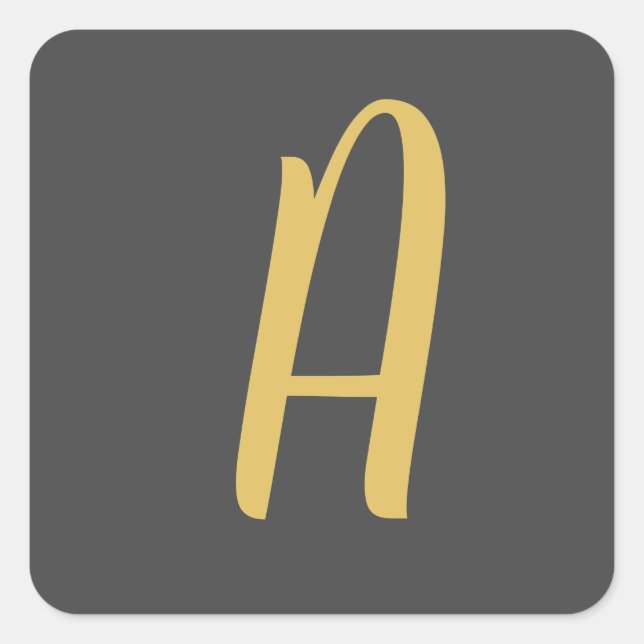 Chic Gold Color Monogram Professional Calligraphy Square Sticker (Front)