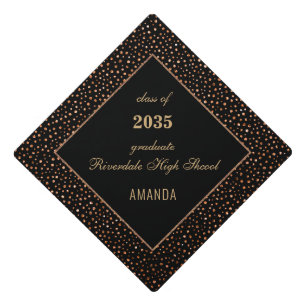 Chic Gold Confetti 20XX Year Typography Elegant Graduation Cap Topper