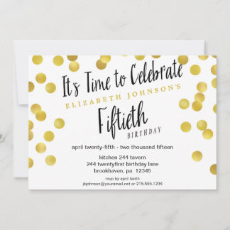 Chic Gold Confetti 50th Birthday Party Invite