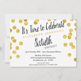Chic Gold Confetti 60th Birthday Party Invite