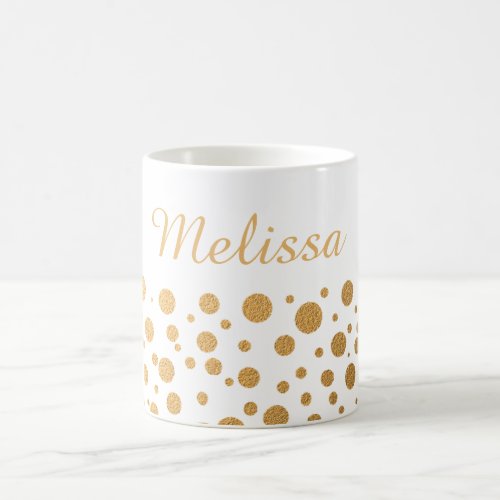 Chic Gold Confetti Dots Custom Name Coffee Mug