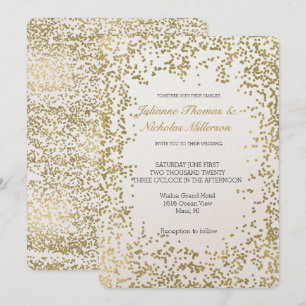 Chic Gold Confetti Glam Wedding Invitation