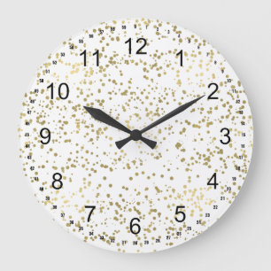Chic Gold Confetti Large Clock