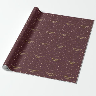 Chic Gold Confetti Love Burgundy Wedding Wrapping Paper