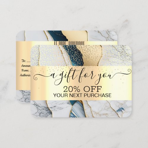 Chic Gold ConfettiMarble Gold Discount Card