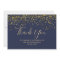 Chic gold confetti navy blue typography thank you