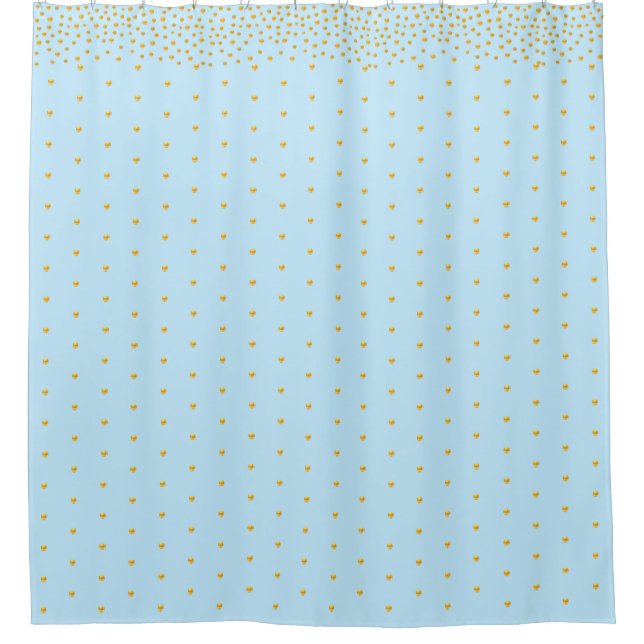 Chic Gold Confetti on Turquoise Shower Curtain (Front)