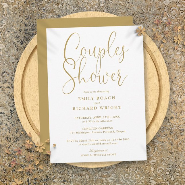 Chic Gold Couples Bridal Wedding Shower Invitation (Chic Gold Couples Bridal Wedding Shower Invitation)
