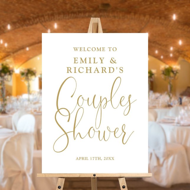 Chic Gold Couples Shower Welcome Sign (Chic Gold Couples Shower Welcome Sign)