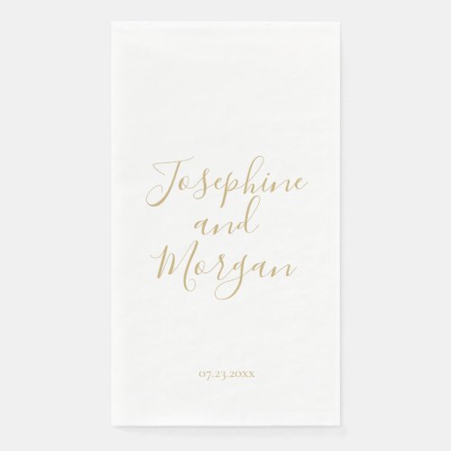 Chic gold custom script names date elegant wedding paper guest towels