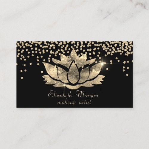 Chic Gold Diamonds Lotus Black Business Card