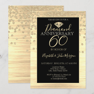 Chic Gold Diamonds Wedding Anniversary Invitation