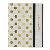 Chic Gold Dots Linen Look iPad Case