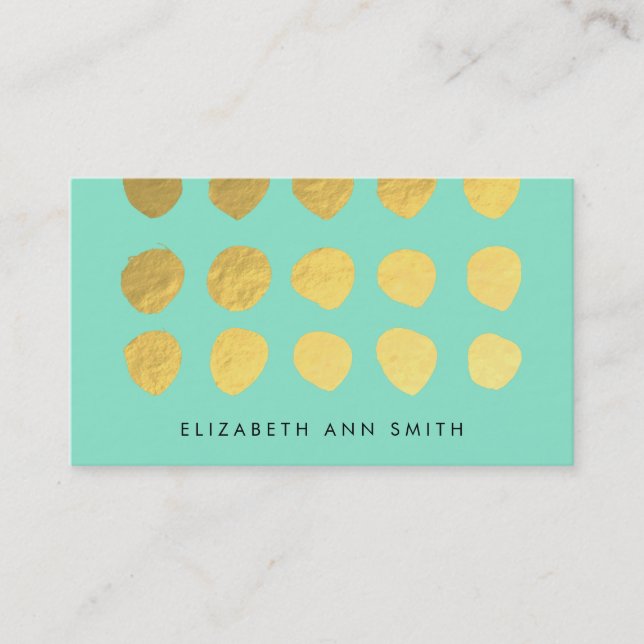 Chic Gold Dots Mint Business Professional Card (Front)
