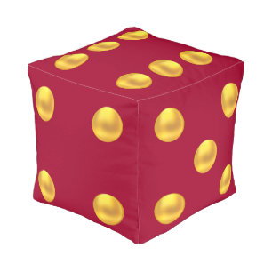 Chic Gold Dots on Burgundy Dice Cube Pouf