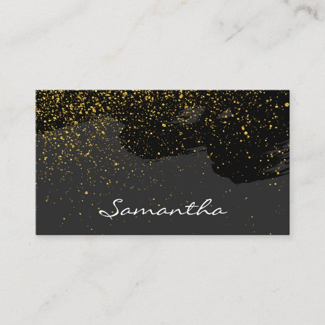 Chic Gold Dust Black Brushed Business Card (Front)