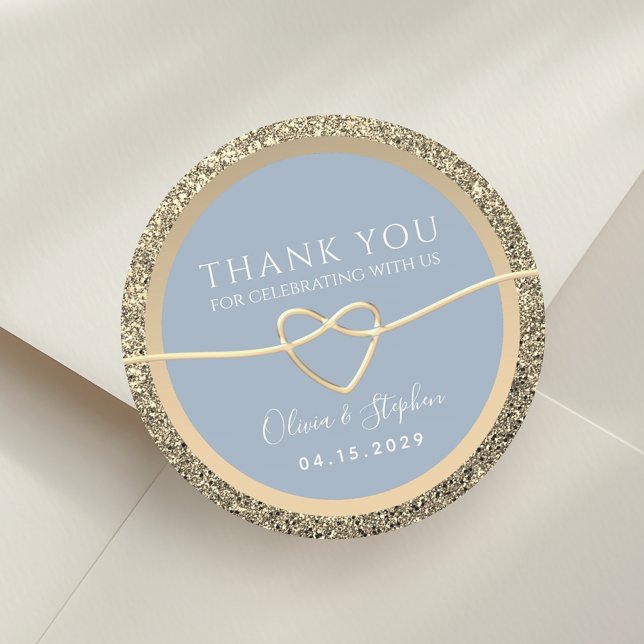 Chic Gold Dusty Blue Wedding Stickers for Favors (Creator Uploaded)