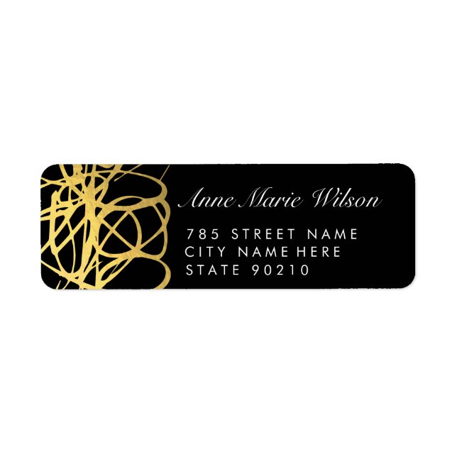 Chic Gold Effect Lines Address Labels (Front)