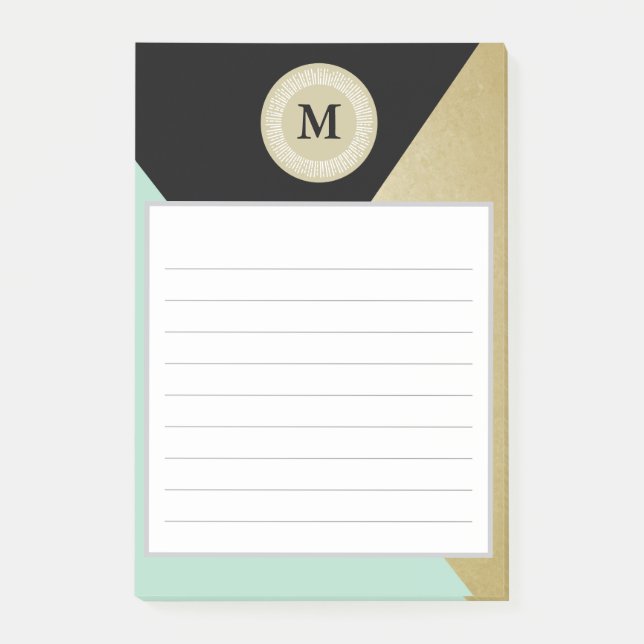 Chic Gold Effect Monogram Post It Notes (Front)