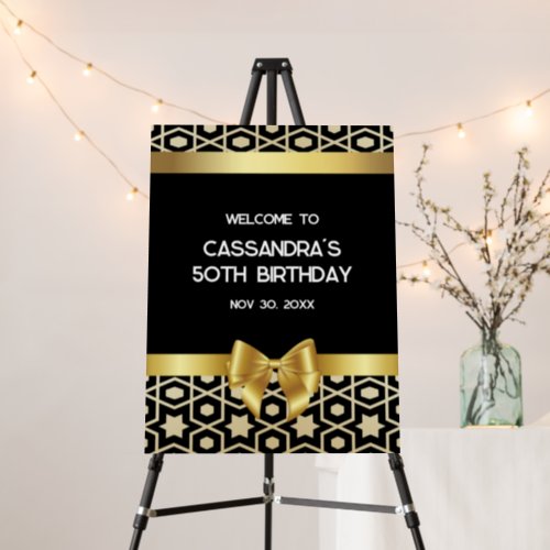 Chic Gold Egypt Geometric Gold Bow Black Birthday Foam Board