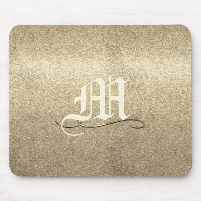 Chic Gold Elegant  Add  Monogram Mouse Pad (Front)