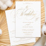 Chic gold elegant all in one calligraphy wedding invitation