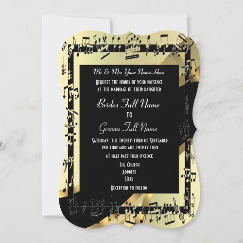Chic gold elegant formal wedding invitation