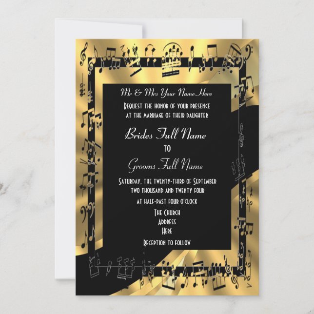 Chic gold elegant formal wedding invitation (Front)