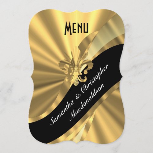 Chic gold elegant formal wedding menu