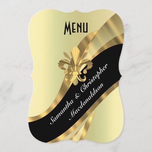 Chic gold elegant formal wedding menu