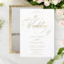 Chic gold elegant photo calligraphy wedding invitation