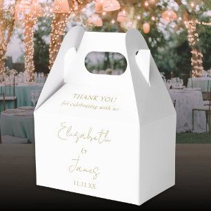 Chic Gold Elegant Script Wedding Thank You Favor Boxes