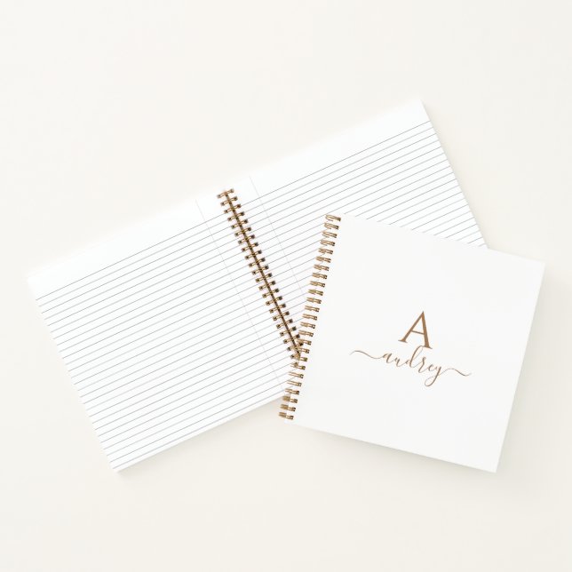 Chic Gold Elegant Signature Minimalist Monogrammed Notebook (Inside)