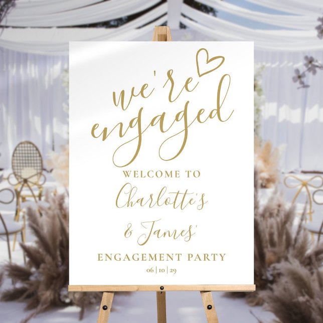 Chic Gold Engagement Party Welcome Sign (Chic Gold Engagement Party Welcome Sign)