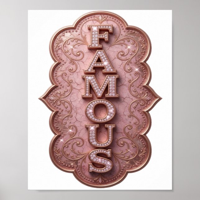 Chic Gold FAMOUS Design Poster (Front)