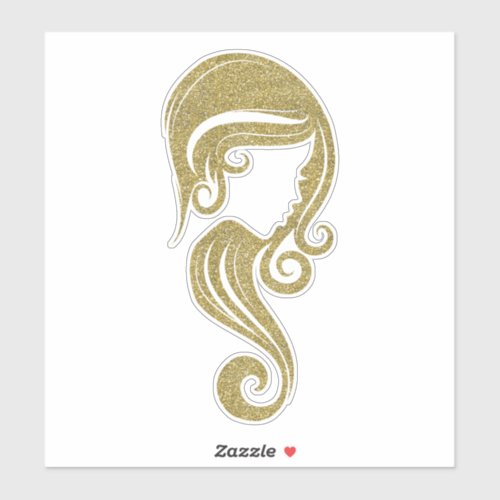 Chic Gold Faux Glitter Beauty Hair Makeup Salon Sticker