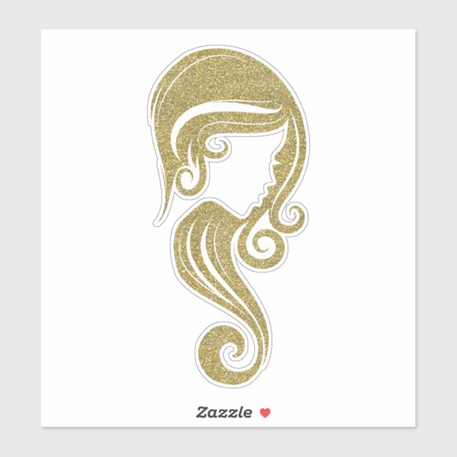 Chic Gold Faux Glitter Beauty Hair Makeup Salon Sticker (Sheet)