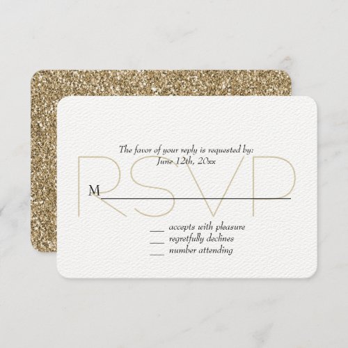 Chic Gold Faux Glitter RSVP