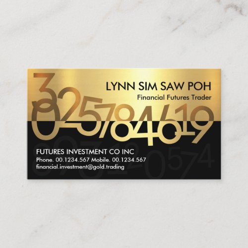 Chic Gold Financial Numbers Stock Business Card