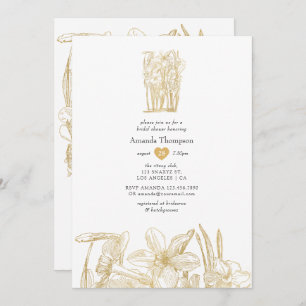 Chic Gold Floral Bridal Shower Invitation