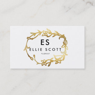 Chic Gold Floral Frame   Bold Business Card