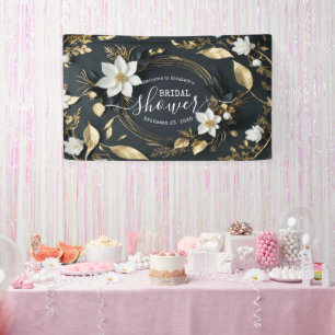 Chic Gold Floral Wreath Bridal Shower Welcome Sign