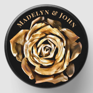  Chic Gold Flower Elegant Luxury Black Custom Name Mini Candle Favors
